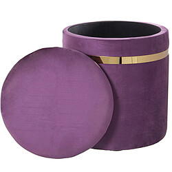 Pouf Alexandra House Living Violet Doré Velours Bois Lot 2 Pièces