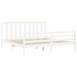 Maison Chic Lit adulte - Cadre Structure de lit avec tête de lit Contemporain blanc 200x200 cm bois massif -MN45612 pas cher