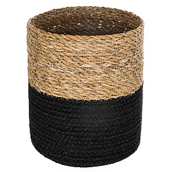 Pegane Lot de 4 paniers en jute bicolore coloris beige et noir