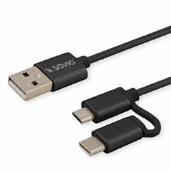 Savio CL-128 câble USB 1 m 2.0 USB A USB C/Micro-USB A Noir (SAVIO CL-128 2in1 USB - micro USB / type C cable 2.1A, 1m)