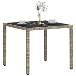 Acheter Maison Chic Table de jardin | Table d'extérieur avec dessus en verre gris clair résine tressée -GKD59698