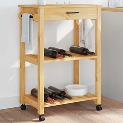 Maison Chic Desserte de cuisine | Chariot de cuisine | Meuble de rangement roulant MONZA 60x40x90 cm bois massif de pin -GKD43264