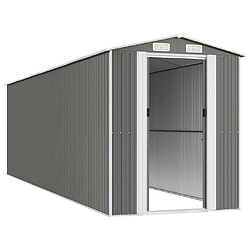 Helloshop26 Abri de jardin cabane cabanon maison de stockage remise extérieur hangar outils robuste clair 192 x 689 x 223 cm acier galvanisé gris 02_0022261