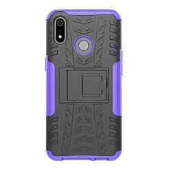 Wewoo Coque Pour OPPO Realme 3 Texture de pneu TPU antichoc + PC Housse de protection avec support violet