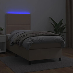 Avis vidaXL Sommier à lattes de lit avec matelas et LED Cappuccino 90x200cm