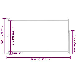 vidaXL Auvent latéral rétractable de patio 180x300 cm Gris pas cher