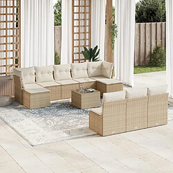 Maison Chic Salon de jardin 11 pcs avec coussins | Ensemble de Table et chaises | Mobilier d'Extérieur beige résine tressée -GKD62885