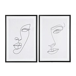 Dansmamaison Cadre Visage Abstrait Mdf/Verre Blanc/Noir Assortiment De 2