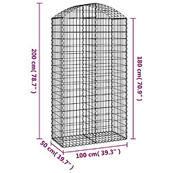 Acheter vidaXL Panier de gabions arqué 100x50x180/200 cm Fer galvanisé