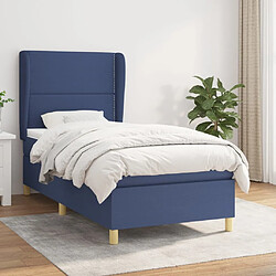 Maison Chic Structures de lit + matelas,Lit à sommier tapissier avec matelas Bleu 90x200 cm Tissu -MN22164