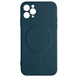 Avizar Coque Magsafe iPhone 11 Pro Max Silicone Soft-touch Mag Cover bleu nuit