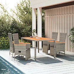 Salle à manger de jardin 5 pcs,Table et chaise à dîner avec coussins Gris -MN82035