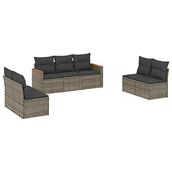 Maison Chic Salon de jardin avec coussins 7 pcs, Ensemble Tables et chaises de jardin, gris résine tressée -GKD843356