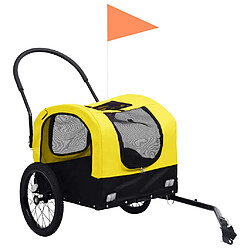 vidaXL Remorque de vélo pour chiens et poussette 2-en-1 jaune et noir