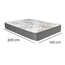 Visiodirect Matelas 140x200 cm NILO à ressorts ensachés, en mousse mémoire de forme, indépendance du couchage, face été/hiver, épaisseur 26 cm