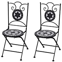 vidaXL Chaises pliables de bistro 2 pcs Céramique Noir et blanc