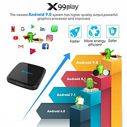 X99 Play Smart Tv Box Android 9.0 2G 16 Go Sans Fil Iptv Box 4K Usb Set Top Box 5G Wifi Netflix Noir Réglementation Britannique