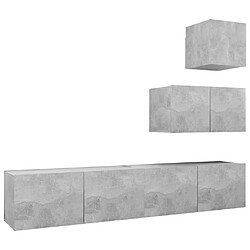 vidaXL Ensemble de meubles TV 4 pcs Gris béton Bois d'ingénierie