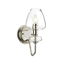 Elstead Lighting Applique murale Armand Verre transparent,acier Plaqué nickel poli avec abat-jour en verre transparent.