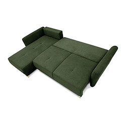 Acheter Canapé d'angle convertible réversible 3-4 places CLAUDIUS - Tissu Vert Olive - Coffre de rangement - L 244 x P 158 x H 95 cm