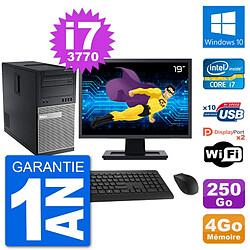 PC Tour Dell 7010 Ecran 19" Intel i7-3770 RAM 4Go Disque 250Go Windows 10 Wifi - Occasion