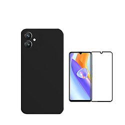 Kit de film en verre trempé de la couverture de 5D + couvercle de silicone liquide Phonecare pour Samsung Galaxy A05 - le noir