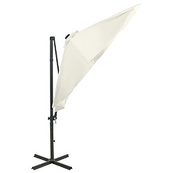 Acheter Helloshop26 Parasol meuble de jardin déporté avec mât et lumières led 300 cm sable 02_0008532