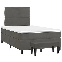 Avis Maison Chic Lit Adulte - Lit simple Lit à sommier tapissier et matelas moelleux - Meuble de Chambre - Gris foncé 120x200cm Velours -MN26579