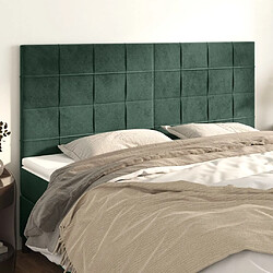 Maison Chic Lot de 4 Têtes de lit design pour chambre - Décoration de lit Vert foncé 100x5x78/88 cm Velours -MN28754