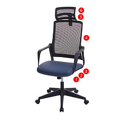 Avis Decoshop26 Fauteuil de bureau ergonomique pivotante avec accoudoirs et dossier en tissu mesh bleu-gris 04_0001879