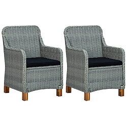 vidaXL Salon de jardin 3 pcs avec coussins résine tressée gris clair