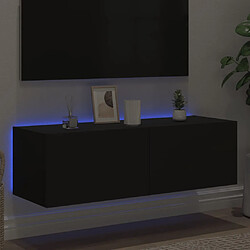 Avis vidaXL Meuble TV mural avec lumières LED noir 100x35x31 cm