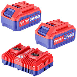 Kit batterie et chargeur intelligent rapide Lithium-Ion 20V 5,0 Ah P20S Compatible avec tous les outils EMTOP P20S+EMTOP