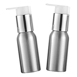 Avis 2x Bouteilles De Pompe De Shampooing De Maquillage Vides Contenants De Lotion Crème En Aluminium 50 Ml