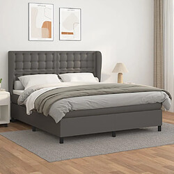 Maison Chic Lit Adulte - Lit simple Lit à sommier tapissier avec matelas moelleux - Meuble de Chambre - Gris 180x200 cm Similicuir -MN93088