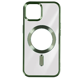 Avizar Coque MagSafe pour iPhone 15 Silicone Protection Caméra Contour Chromé Vert