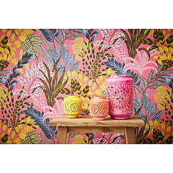 Acheter As Creation Livingwalls papier peint feuilles tropicales rose, jaune et bleu