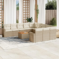 Maison Chic Salon de jardin avec coussins 12 pcs | Ensemble de Table et chaises | Mobilier d'Extérieur beige résine tressée -GKD29964