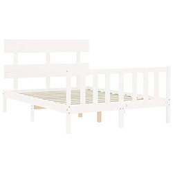 Maison Chic Cadre/structure de lit avec tête de lit pour adulte - Lit Moderne Chambre blanc 140x200 cm bois massif -MN51614 pas cher