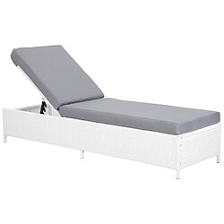 Beliani Chaise longue avec coussin Blanc TURIN