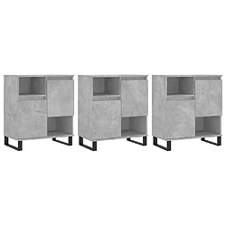 vidaXL Buffets 3 pcs gris béton bois d'ingénierie