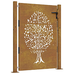 vidaXL Portail de jardin 105x155 cm acier corten conception de l'arbre