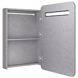 Maison Chic Armoire de salle de bain,Meuble de rangement,Meuble haut à miroir LED gris béton 60x11x80 cm -GKD214758 pas cher