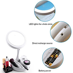 Wewoo Miroir de maquillage avec lumière LED pliable 2 PCS 10X grossissant un poche cosmétique pas cher