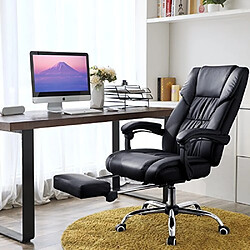 Songmics Fauteuil de Bureau Chaise pour Ordinateur avec Repos-Pieds Pliable Dossier réglable Simili Cuir OBG71B