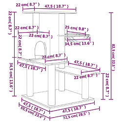 vidaXL Arbre à chat avec griffoirs en sisal gris clair 82,5 cm pas cher