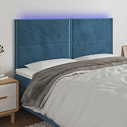 Maison Chic Tête de lit moderne à LED lumineuse pour chambre - Décoration de lit Bleu foncé 160x5x118/128 cm Velours -MN50182