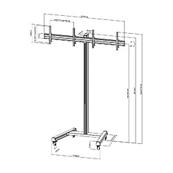 Acheter Kimex Support sur roulettes pour 2 écrans TV 50'' - 55'' - Hauteur 240cm - Inclinable