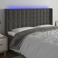 Maison Chic Tête de lit scandinave à LED,meuble de chambre Gris foncé 203x16x118/128 cm Velours -MN40224