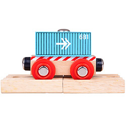 Bigjigs Rail Wagon porte-conteneurs bleu